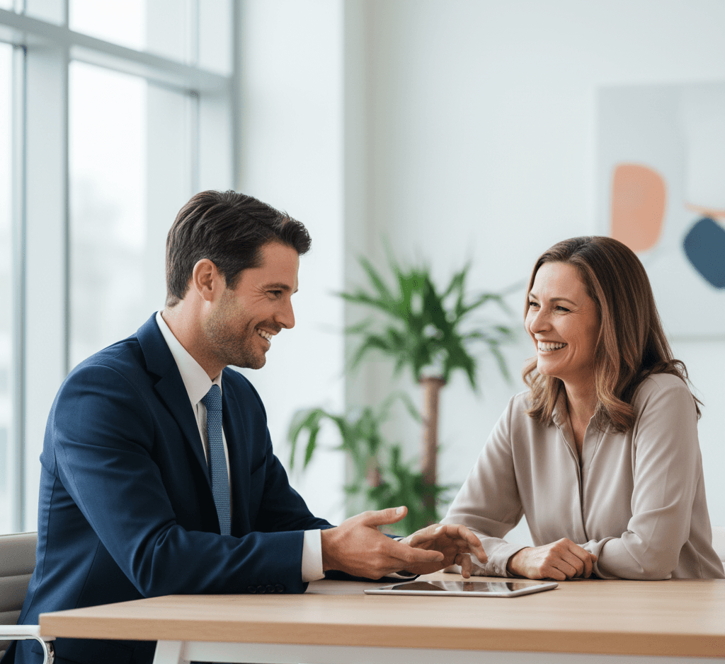 Assurantieadviseur in klantgesprek over schadeclaim